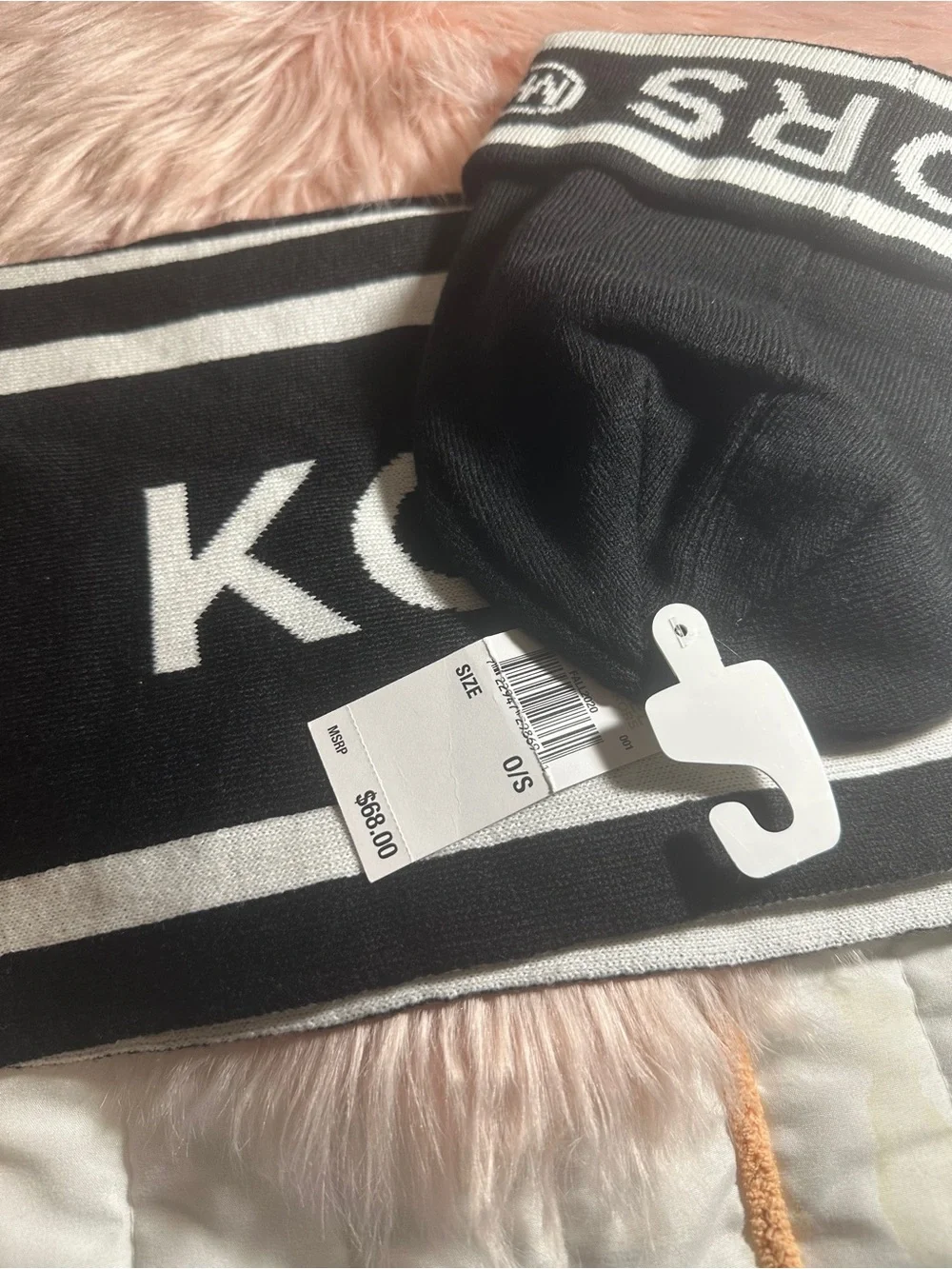 Michael Kors Kids Black and White Logo Knit Beanie & Scarf Set